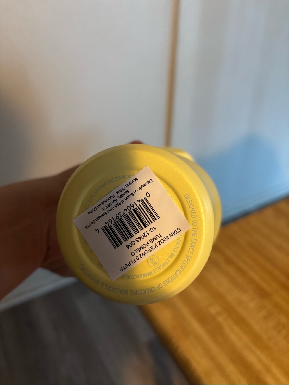 Stanley pale yellow tumbler with light blue gray lid - Picture 6 of 6